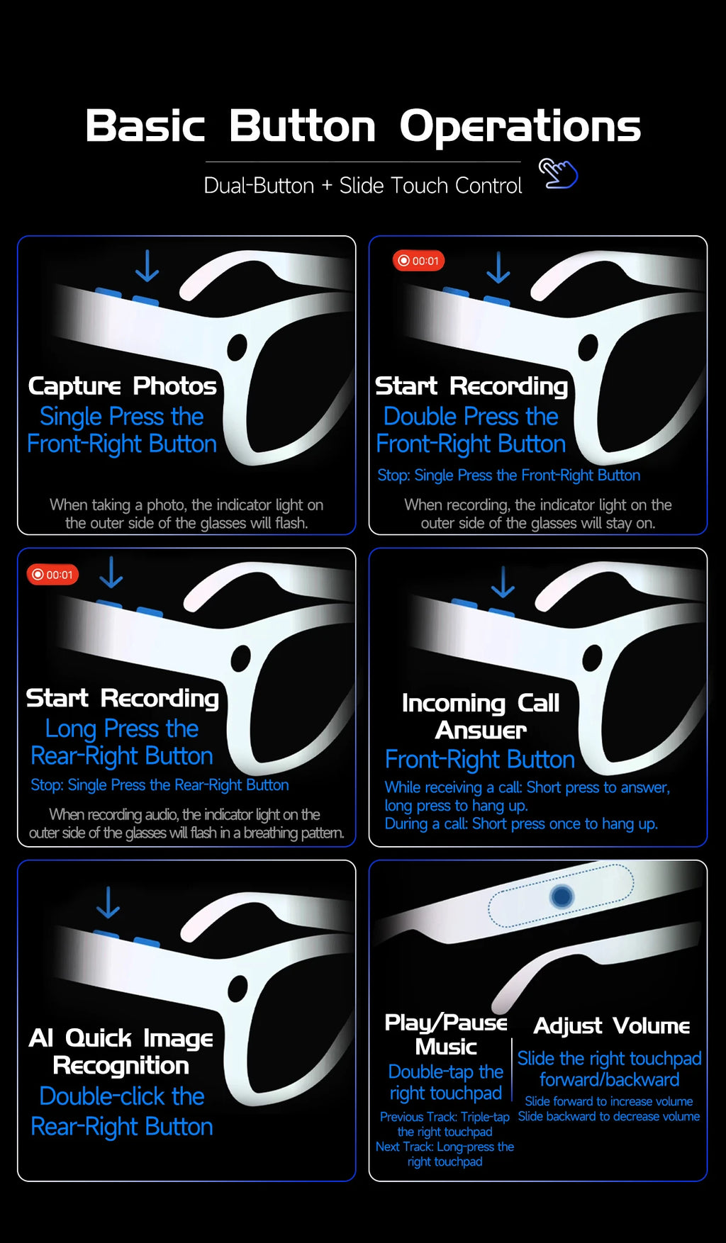 Smart Bluetooth Glasses with AI Camera and Live Translation - Tidesmit Tidesmit