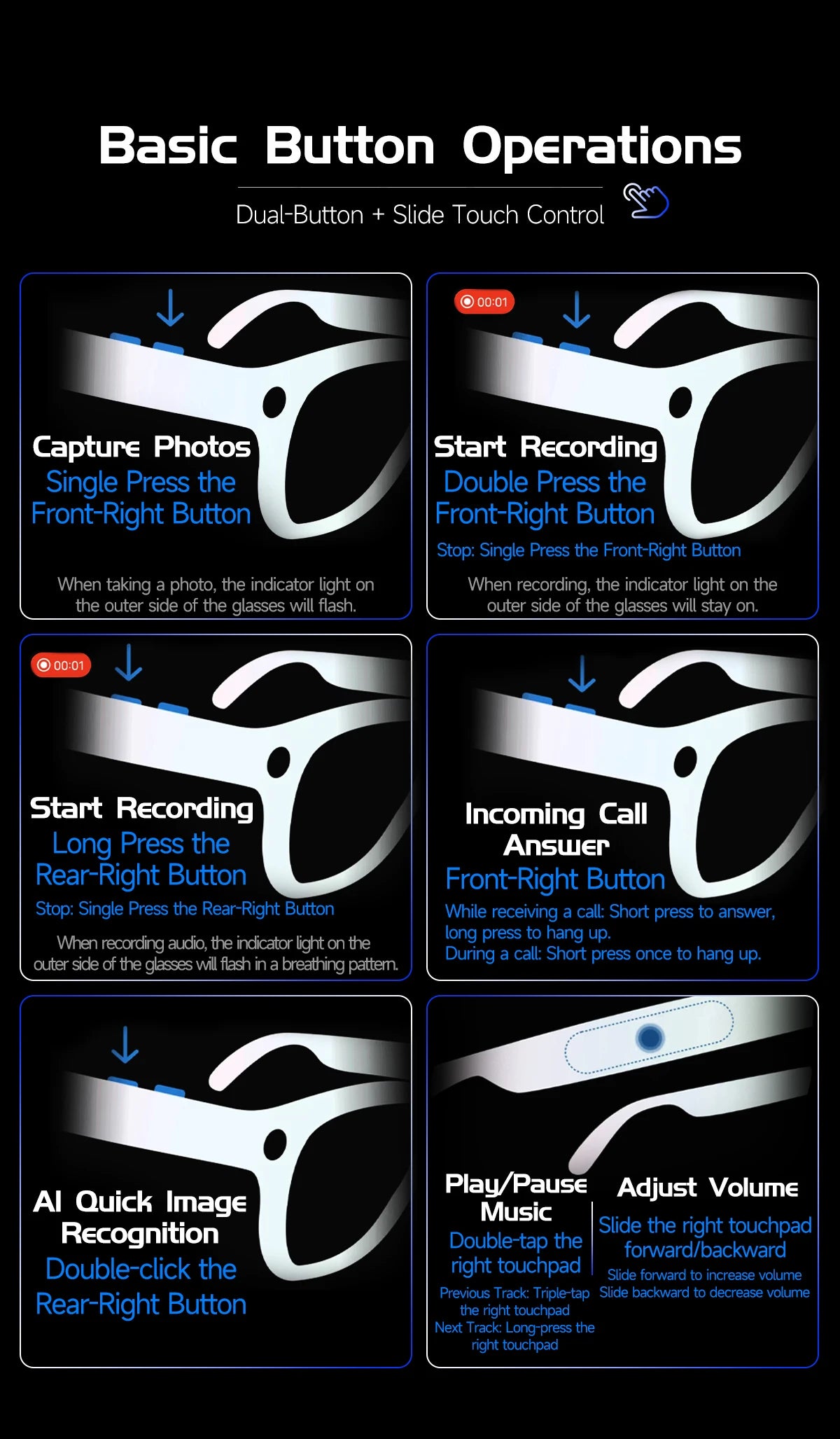Smart Bluetooth Glasses with AI Camera and Live Translation - Tidesmit Tidesmit