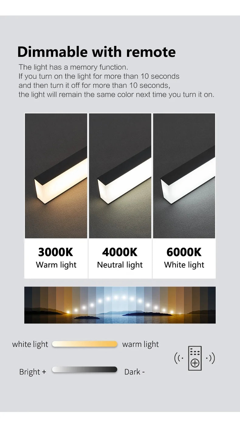 Linear LED Chandelier for Dining Room - Modern Dimmable Pendant Light Tidesmit