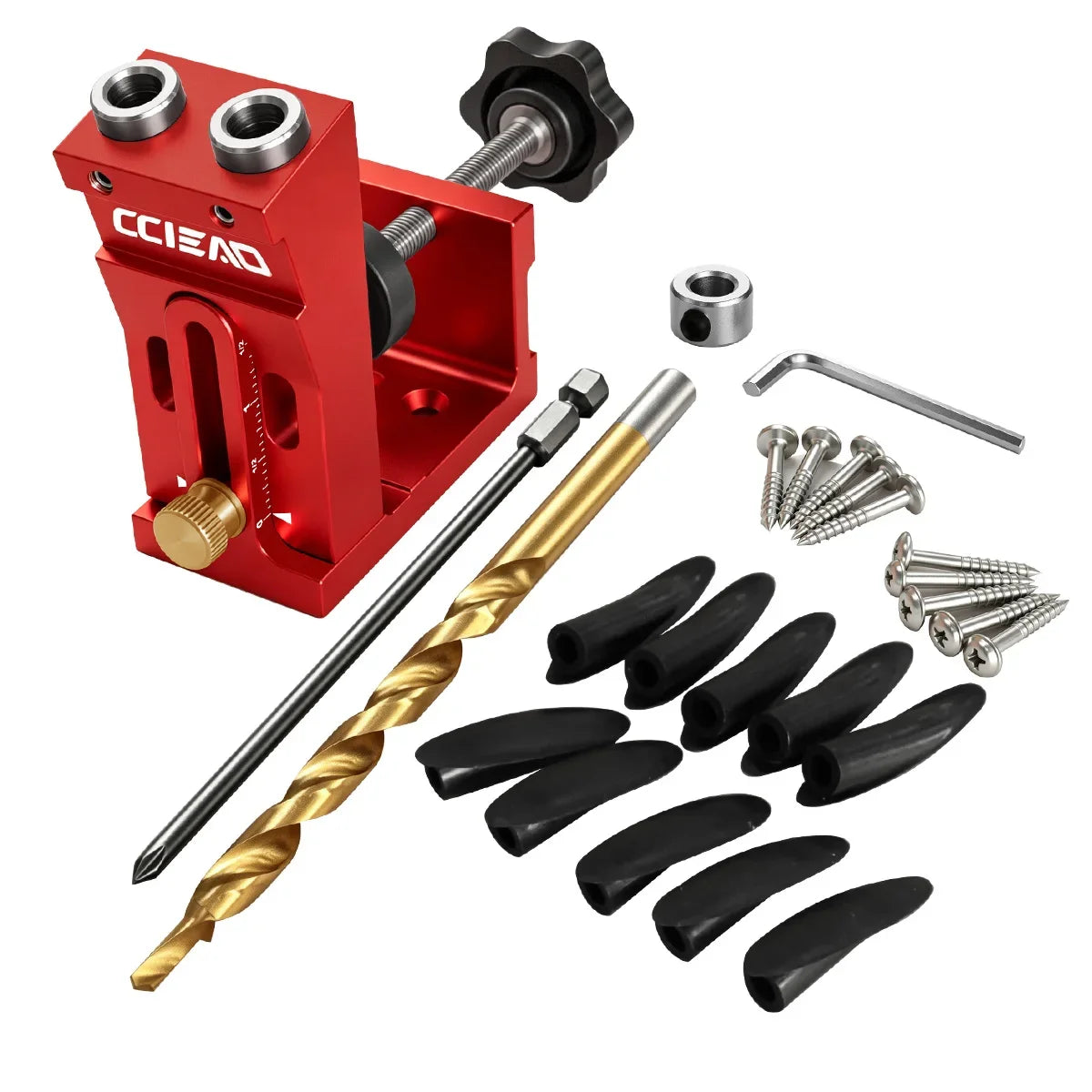 Aluminum Alloy Pocket Hole Jig Kit, Woodworking Oblique Hole Locator with 9mm Drill Bit, Adjustable Pocket Hole Carpentry Tool