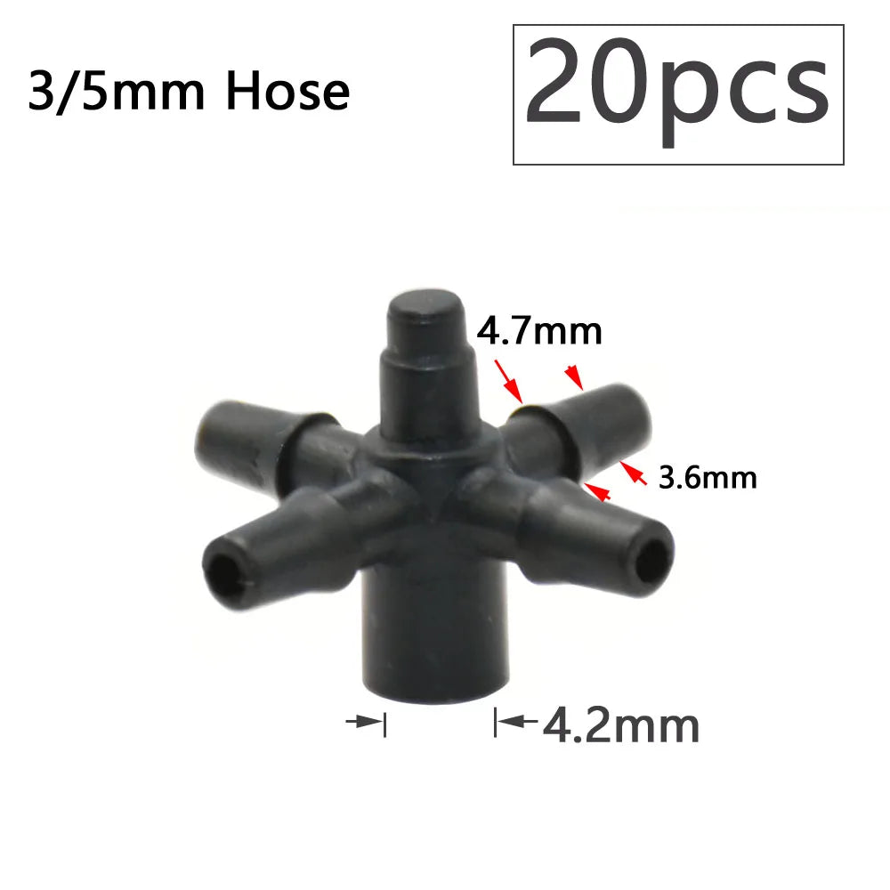Garden Drip Irrigation Dropper 1/8" 2/4-Way Water Pipe Connector 4/7mm To 3/5mm Hose Bend Arrow Emitter Watering Dripper