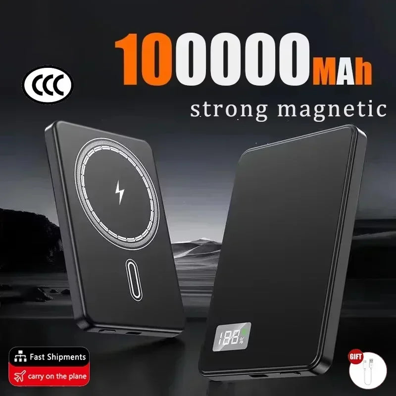 Magnetic Portable Charger 50000mAh - Fast Charging PD Power Bank Black 100000mAh Tidesmit