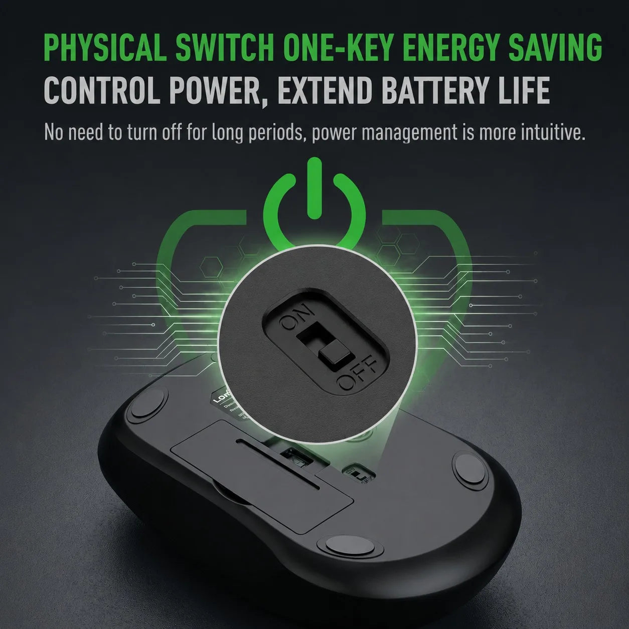 Wireless Gaming Office Mouse, 3-Level DPI, Lightweight,  Independent Switch, Long Battery Life Compatible with PC, Mac
