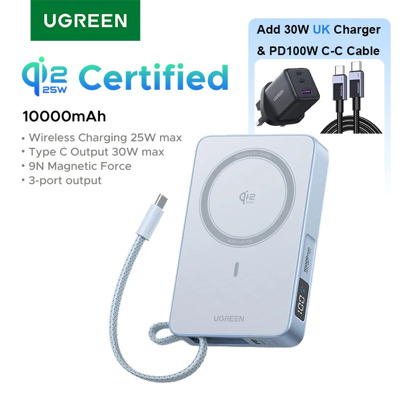 Magnetic 20000mAh Fast Charging Power Bank - PD USB-C Portable Charger 30W UK Bundle Tidesmit