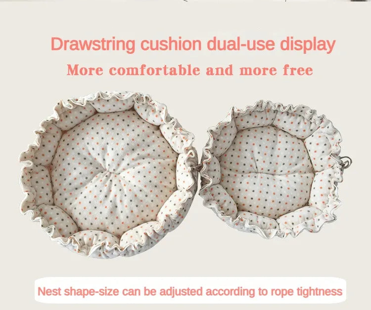 Creative Soft Warm Pet Bed Nest Dual-Use Adjustable Drawstring Pet Nest Bed Pet Cushion For Cats Puppies Pet Supplies