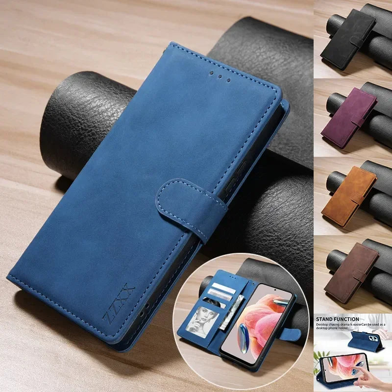Redmi Note Wallet Case - Shock-Absorbing Leather Flip Cover Tidesmit
