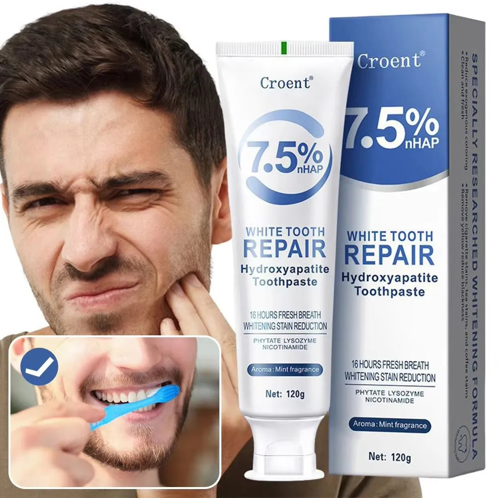 Tidesmit whitening toothpaste for plaque removal, enamel repair, gum health, and fresh breath.