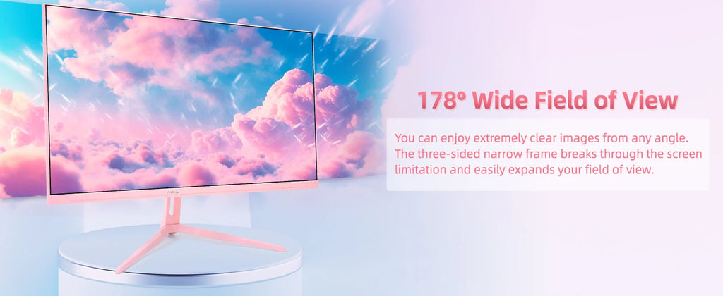 FYHXele 24" 200Hz Gaming Monitor FHD 1080P Fast IPS 1ms FreeSync 99% sRGB HDMI DP USB VESA Mountable Pink