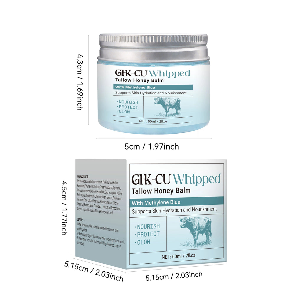 Copper Peptides GHK-Cu Beef Tallow for Skin, Blue Balm with Copper Peptides, Manuka Honey & Vitamin E, Natural Face Moisturizer