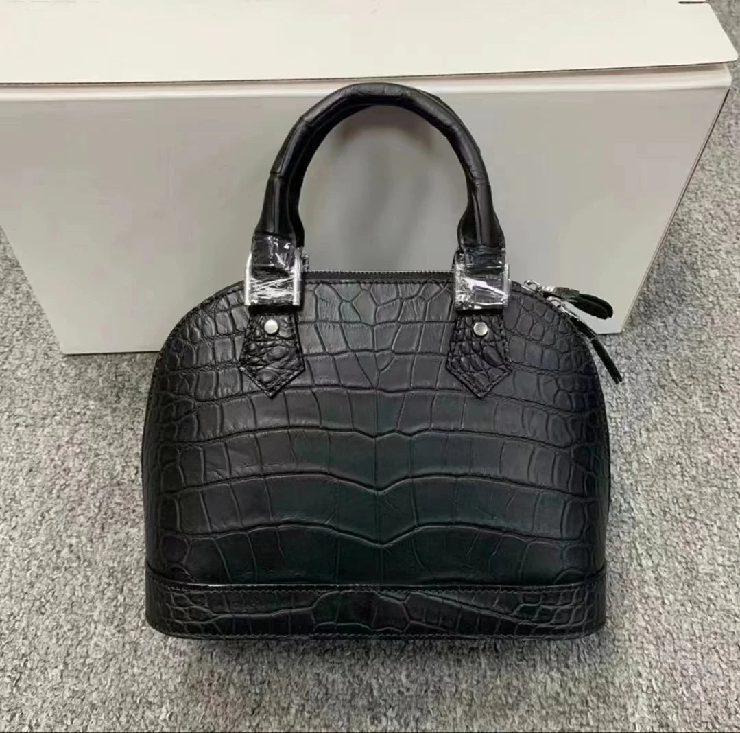 2024 New Luxury Crocodile Skin Lady's Handbag Fashion Genuine Leather Women Bag Large Capacity Shell Bag 45