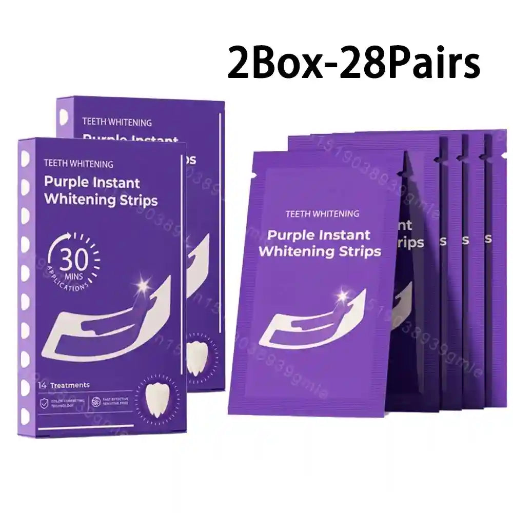 Tidesmit purple teeth whitening strips for sensitive teeth and instant color correction for a brighter smile
