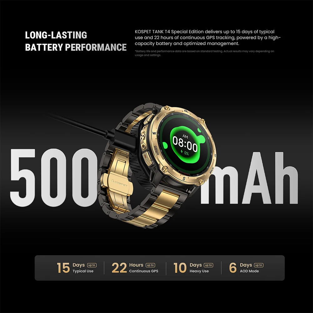2026 New KOSPET Tank T4 SE Smart Watch for Men 6-Sat GPS Offline Maps 10ATM Waterproof Heart Rate Skiing Hiking for Android iOS