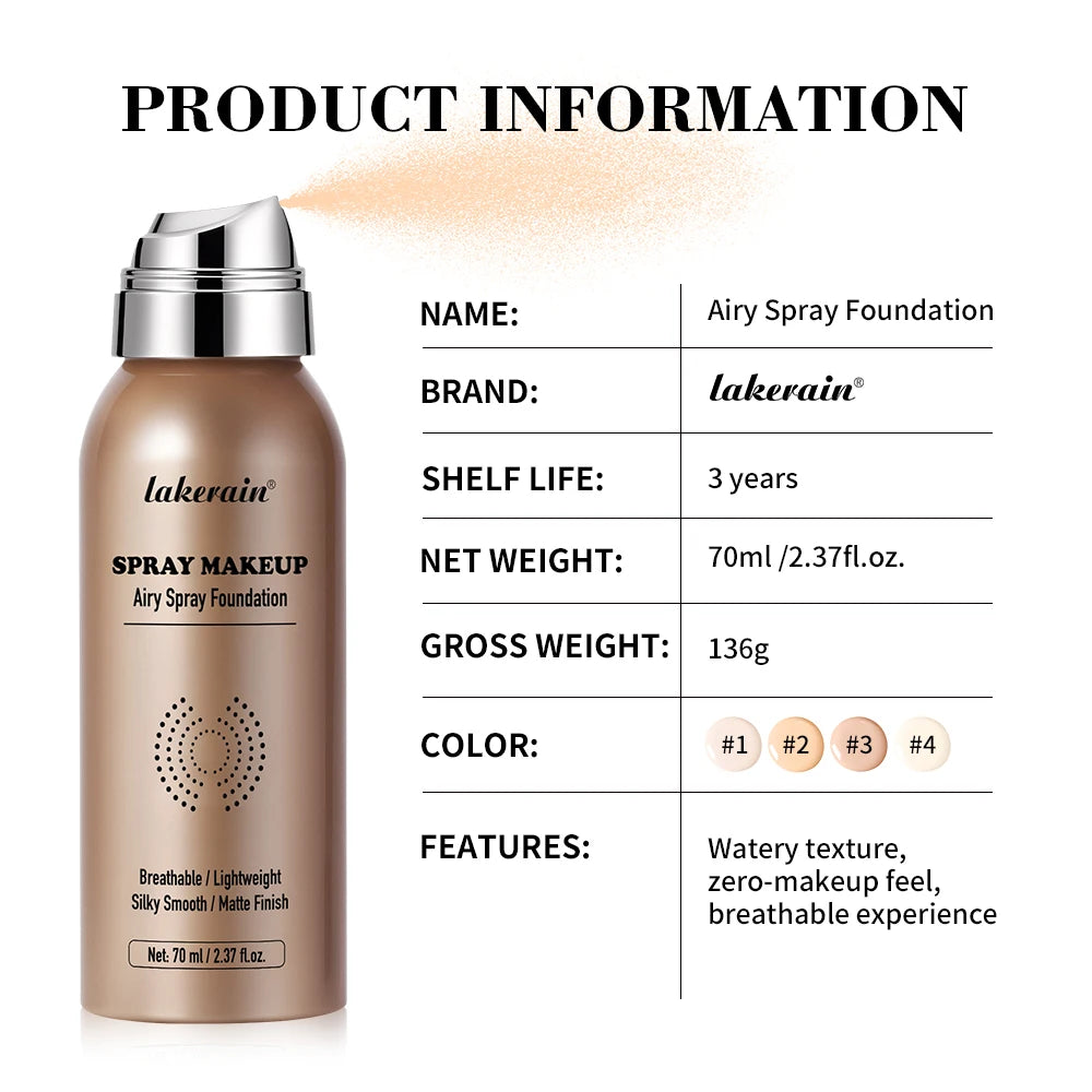 Tidesmit breathable natural foundation spray matte finish texture close-up for waterproof long-lasting face makeup