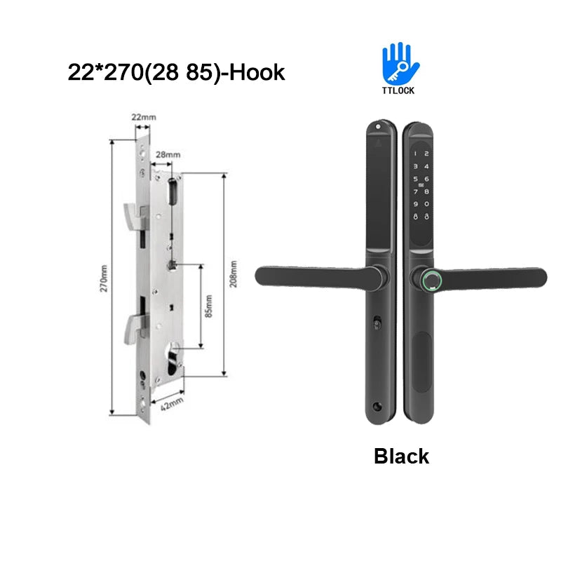 Slim 2.8CM Waterproof Sliding Door Smart Lock Fingerprint Password IC Card Key Compatibility TTlock App & Alexa Biometric Header