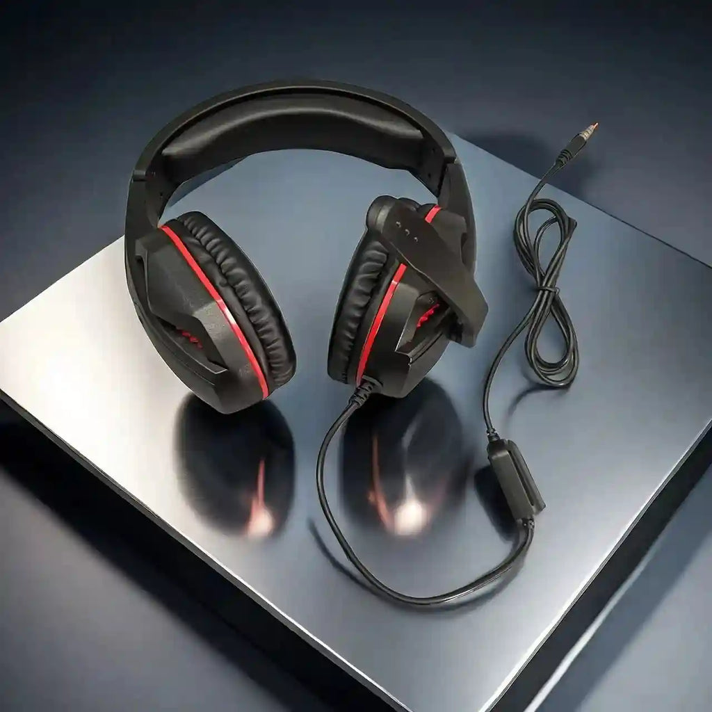 Wired Gaming Headset with Mic - Over-Ear Stereo Audio, Red or White Tidesmit