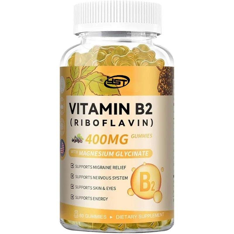 Vitamin B2 Gummies, Sugar Free Riboflavin Supplements, Containing Magnesium Glycinate, Coq10, And Elderberry, Non Gmo