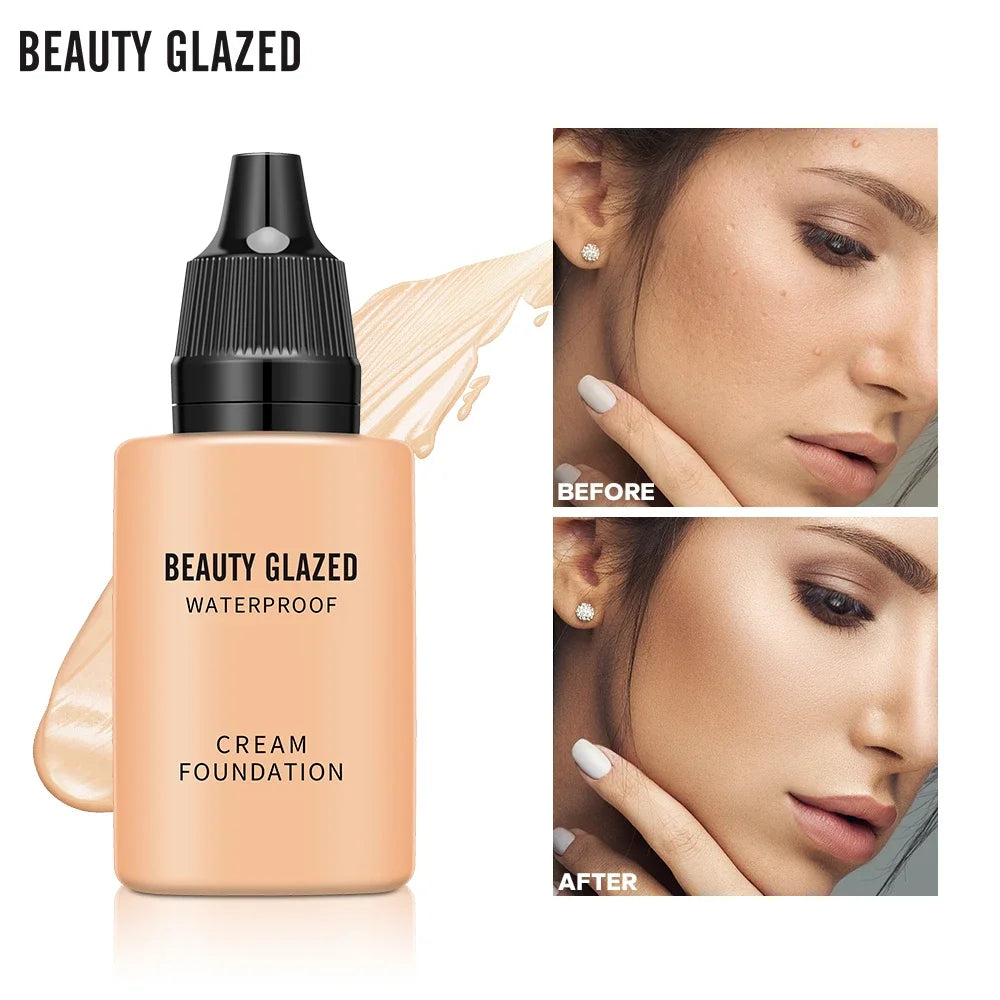 Tidesmit Beauty Glazed 24 Hour HD Full Cover Matte Liquid Foundation texture close-up for waterproof face makeup