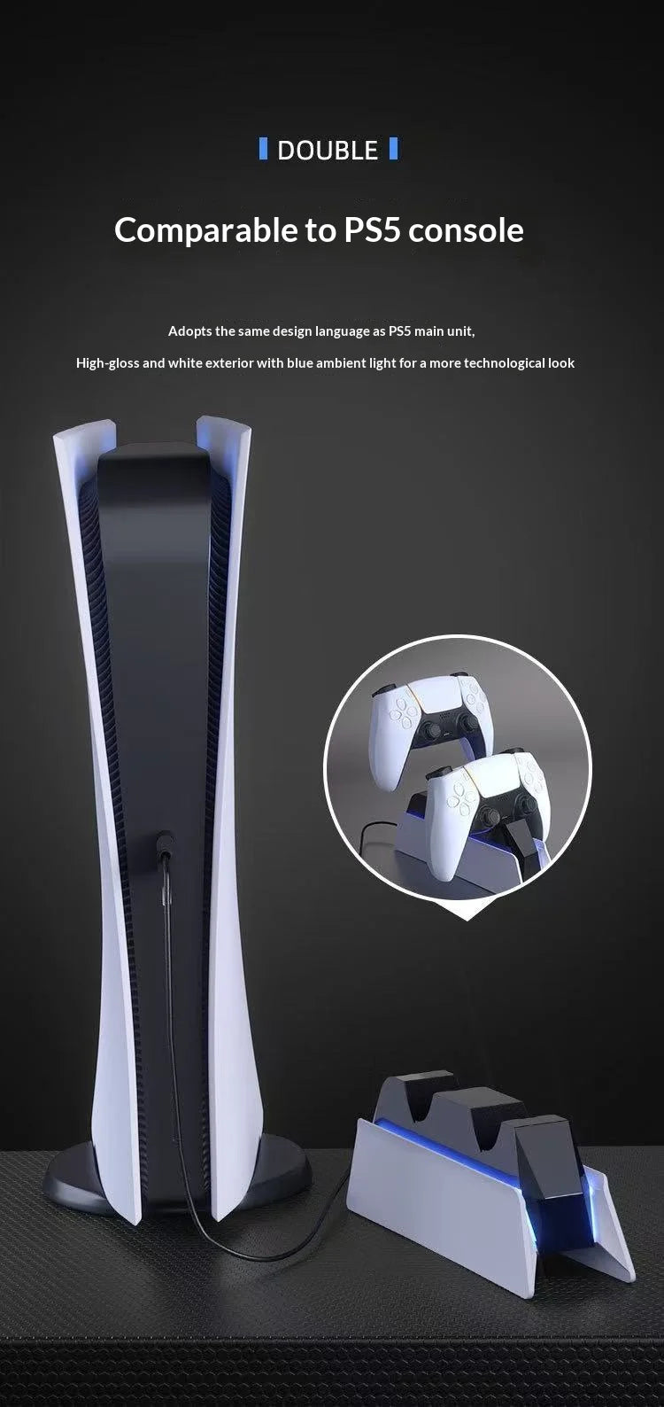 PS5 DualSense Charging Station: Fast Dual Dock for Sony Controllers Tidesmit