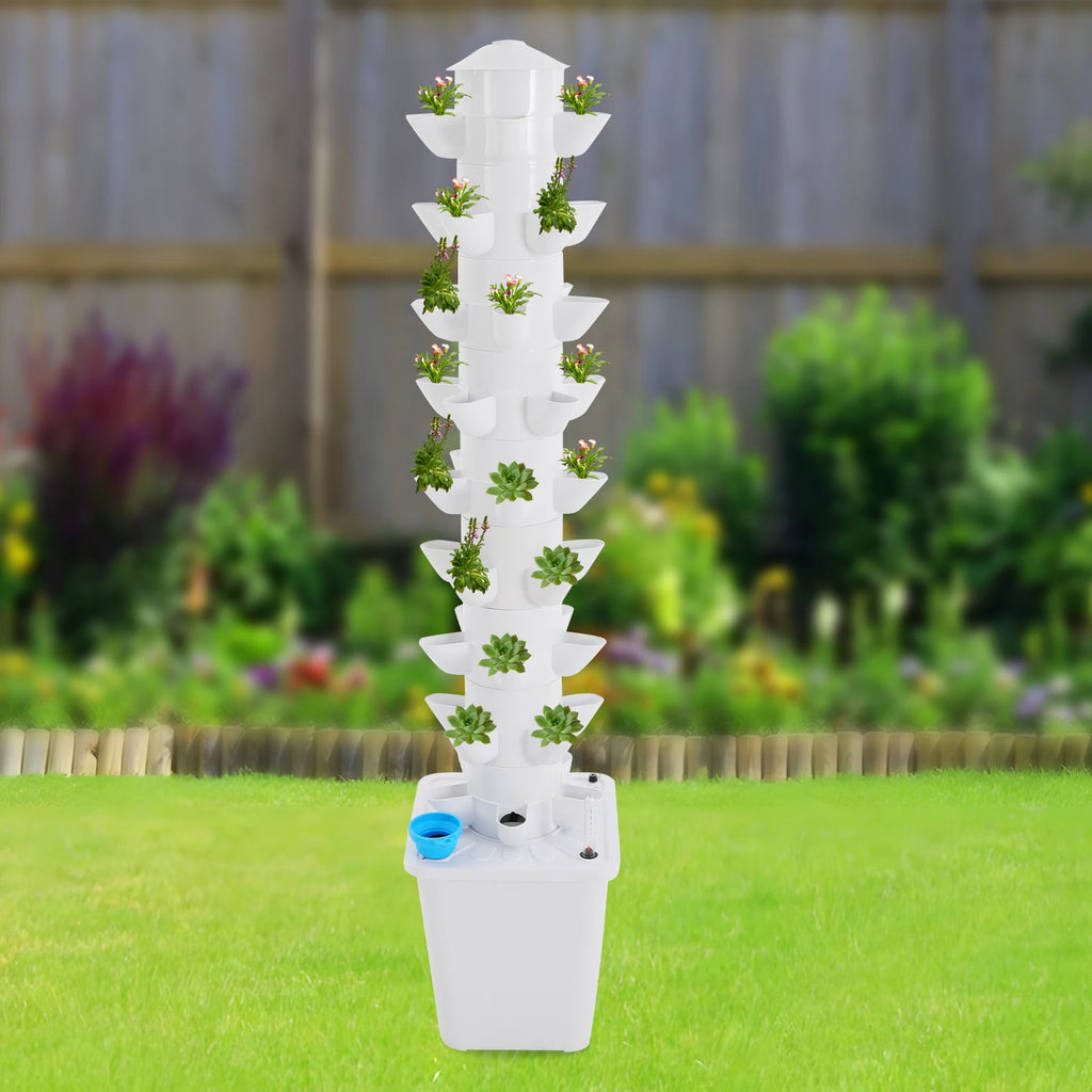 Vertical Hydroponic Growing System 45 Holes Kit with Water Pump Vegetable Planter for Balcony Garden Greenhouse