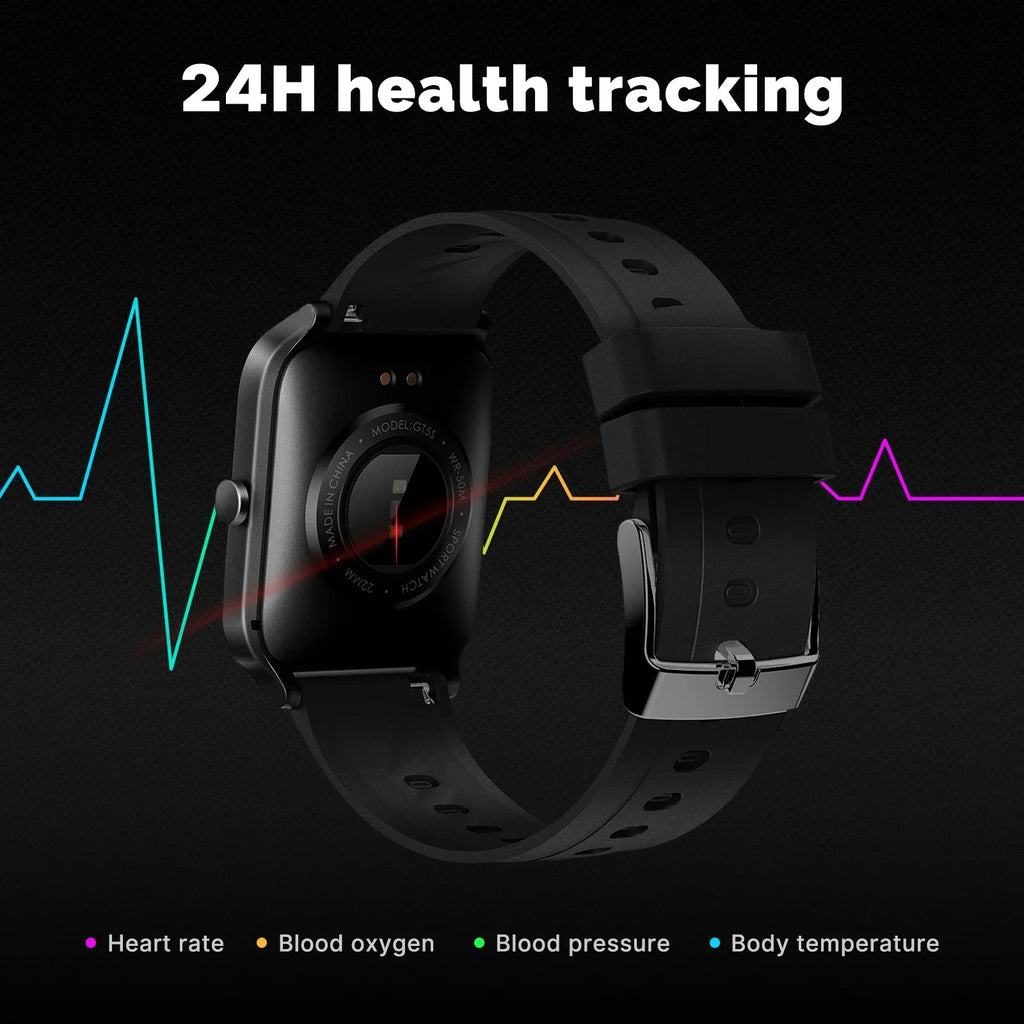 MOES Smart Watch Alexa Built-in Fitness Tracker Heart Rate and Two Dial Styles Blood Oxygen Monitor, IP68 Waterproof Touchscreen