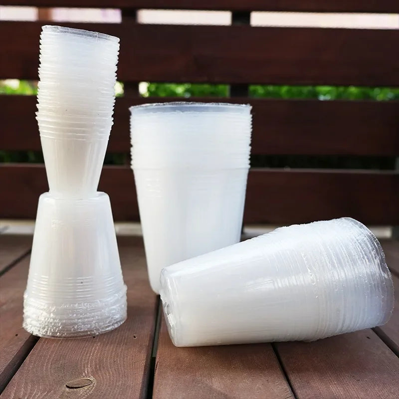 10/50Pcs Transparent Flowerpot Plant Nursery Pot Seedling Cup Gardening Transplantation Potted Flower Pot Planter Gardening Tool