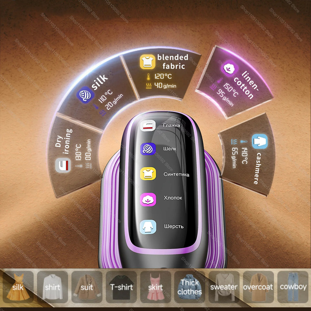 Tidesmit professional handheld garment steamer showing vertical steam iron nozzle and fast heating feature side angle