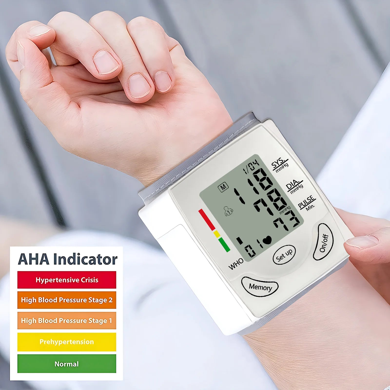 Wrist Blood Pressure Monitor Tonometer Tensiometer Automatic Digital Pulsometer Sphygmomanometer Health Monitor