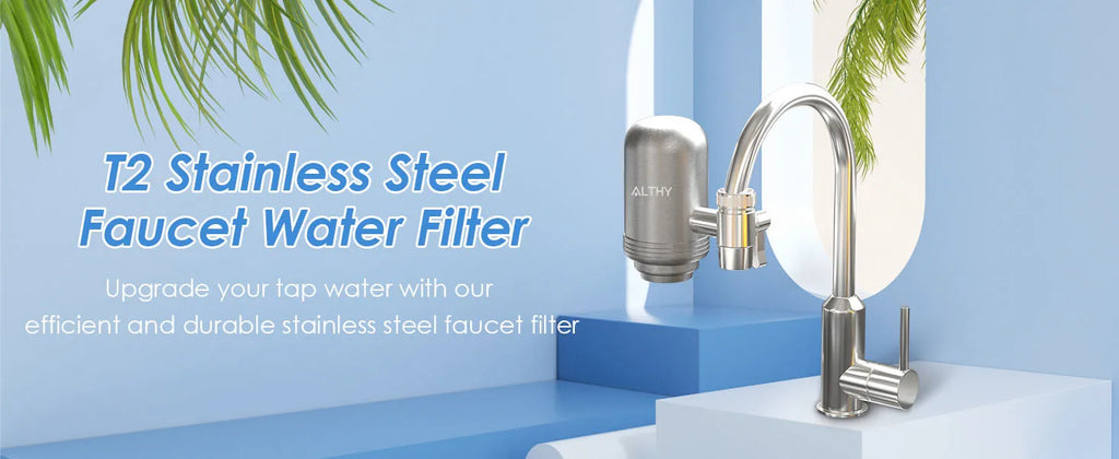 ALTHY Stainless Steel Faucet Tap Water Filter Purifier System, NSF Certified Reduces Lead, Chlorine & Bad Taste Kitchen