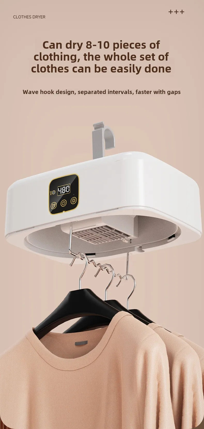 Tidesmit portable mini clothes dryer featuring 360-degree hot air technology for efficient underwear and sock drying.