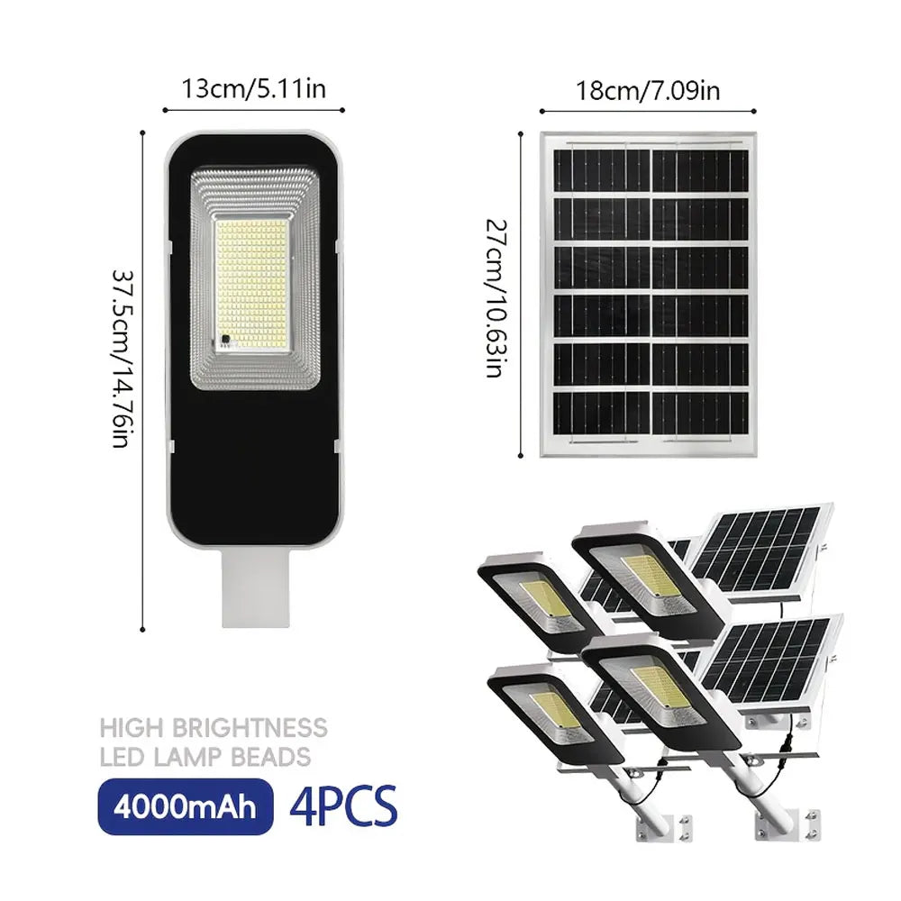 4 sets 4000mAh- Outdoor solar street lamps, commercial area lighting fixtures, wall lights, with automatic sensor switches