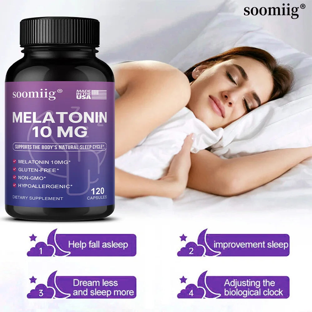 Melatonin 10mg Gummies & Capsules 30/60/120pcs -  Fall Asleep Naturally, Fight Insomnia, Support Immunity & Improve Rest Quality