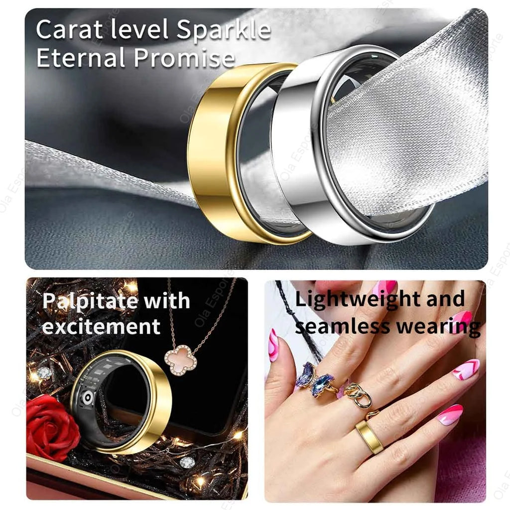 R09 Smart Ring Men Women with Charging Case,Heart Rate Blood Oxygen,Skin Temperature Monitor,5ATM Waterproof For Android iOS