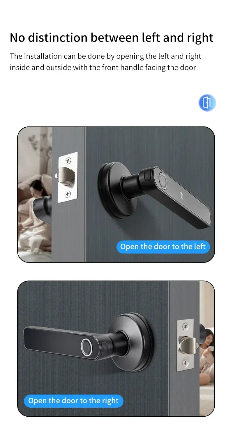 Tuya App Bluetooth Smart Fingerprint Door Lock Password Mechanical Key NFC Unlocking For Wooden Door Handle Lock IP65 Rainproof