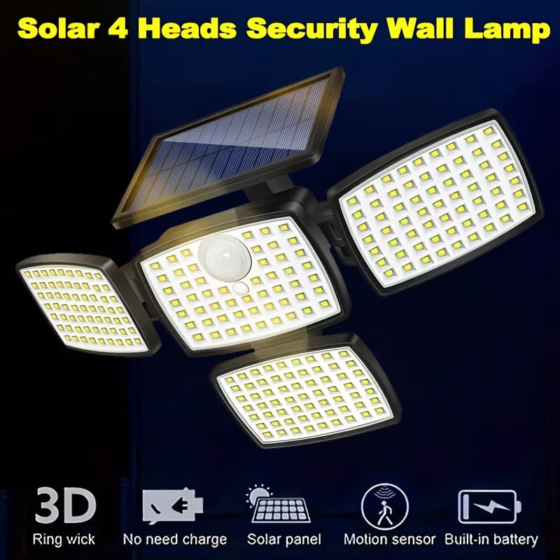 1/2-pack 218LEDs Solar Outdoor Lights with Motion Sensor, Solar Powered Security Lamp with Remote, 3 Lighting Modes, IP65 Waterproof for Backyard Yard Garden Driveway