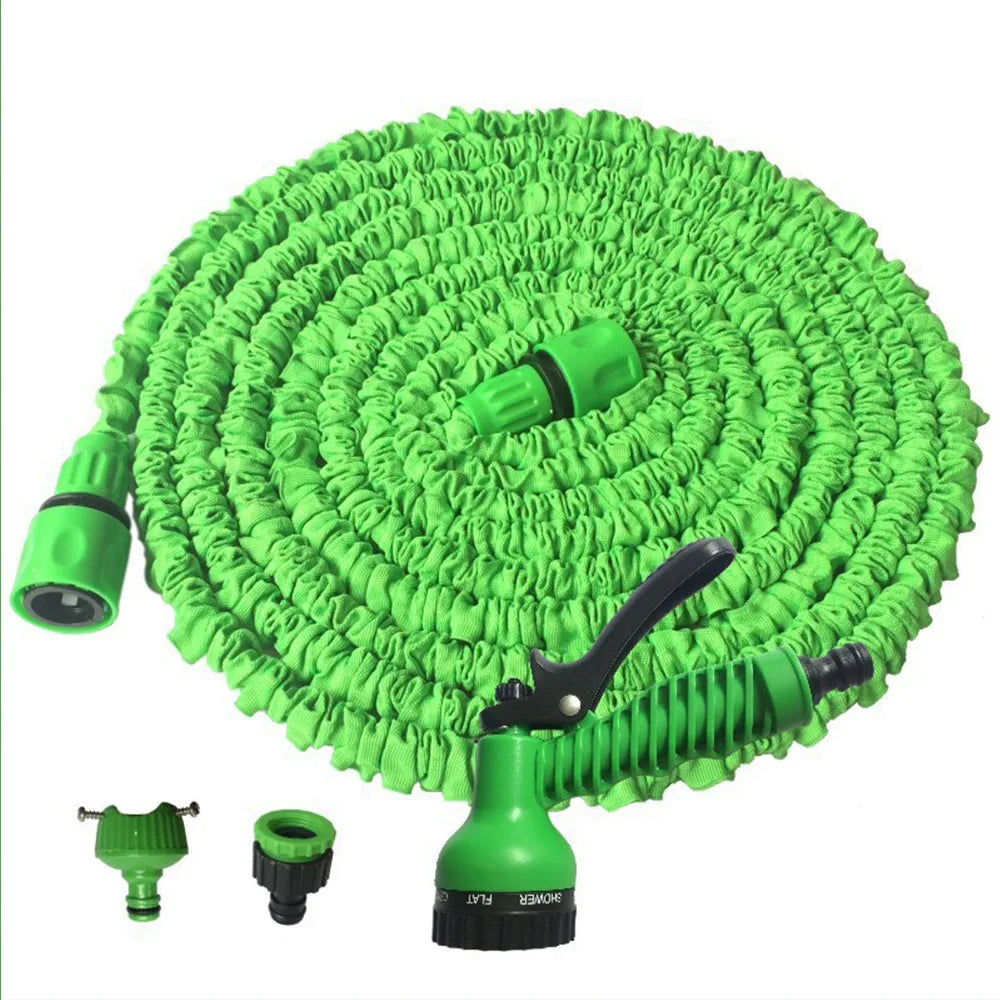 25FT-100FT Telescopic Expandable Garden Hose Kit High Pressure Spray Gun 7 Nozzle Pattern for Car Washing Yard Watering Cleaning