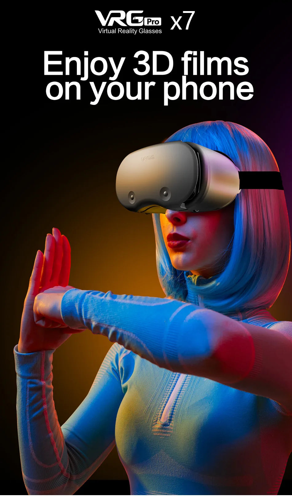 VR Headset for Smartphone 5-7 Inch - Immersive 3D Glasses X7/Y1 Series Tidesmit