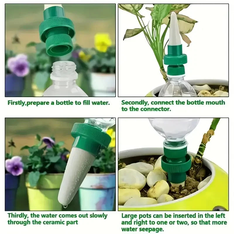 4Pcs Automatic Plant Drip Irrigation Water Stake For Garden Ceramic Self Watering Spikes Vegetable Garden Drip Watering System