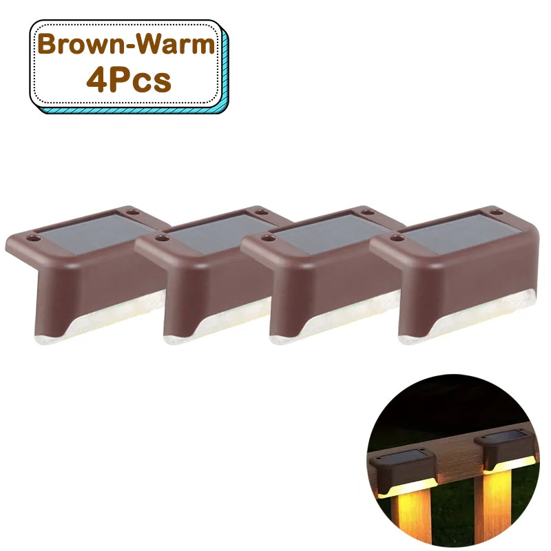 Outdoor Solar Step Lights Warm White LED Waterproof Stair Path Lighting for Garden Patio Fence Balcony Decoration Solar Power