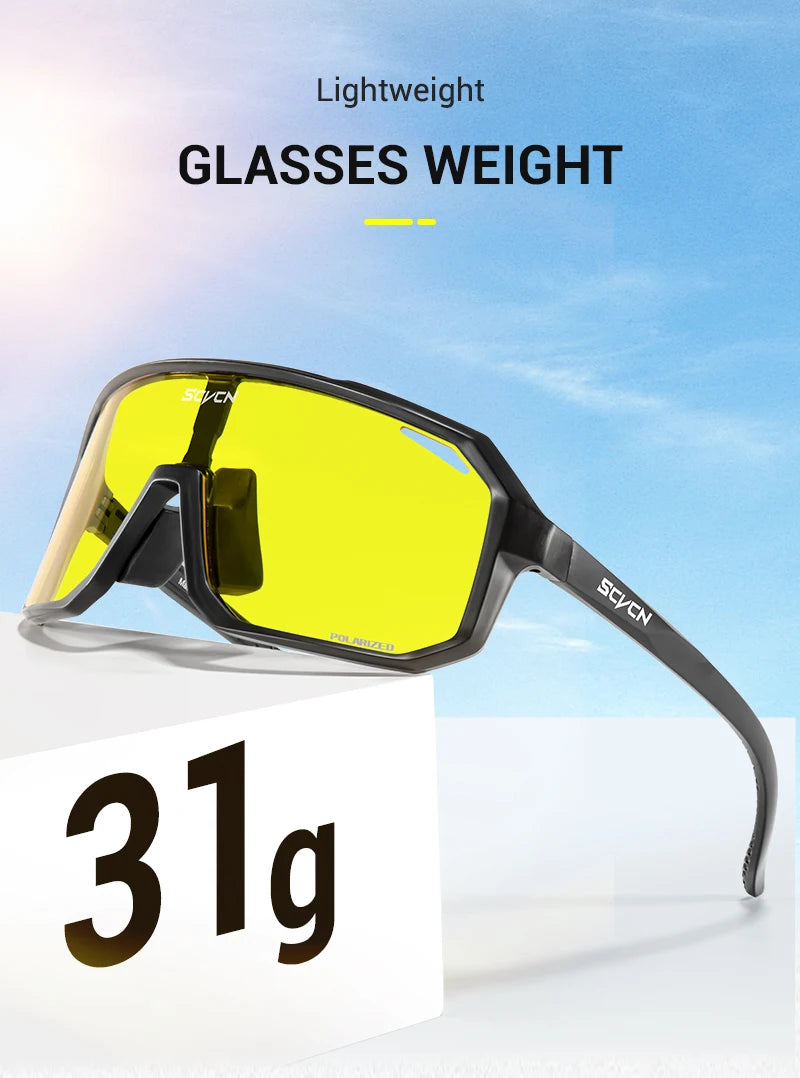 SCVCN New Yellow Polarized Night Cycling Sunglasses Bike MTB Motorcycle Glasses Outdoor Sports Fishing UV400 Glasses Men Women