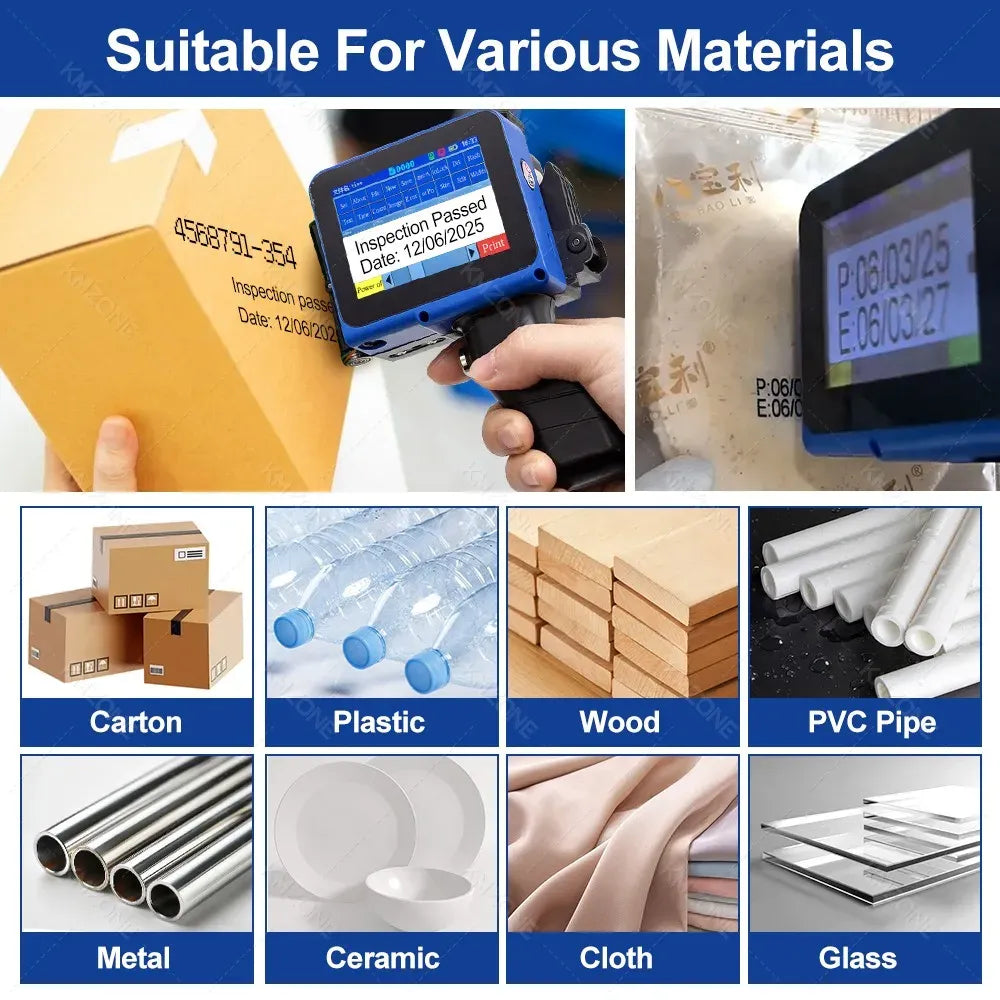 12.7mm Portable Mini Handheld Inkjet Printer for QR Barcode Batch Date Number Logo Expiry Date Coding Machine 28 Languages