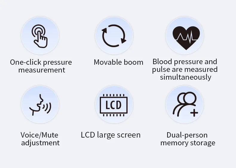 Upper Arm Electronic Blood Pressure Monitor, Household Medical Voice BP Monitor for the Elderly, Large Screen, Memory Function