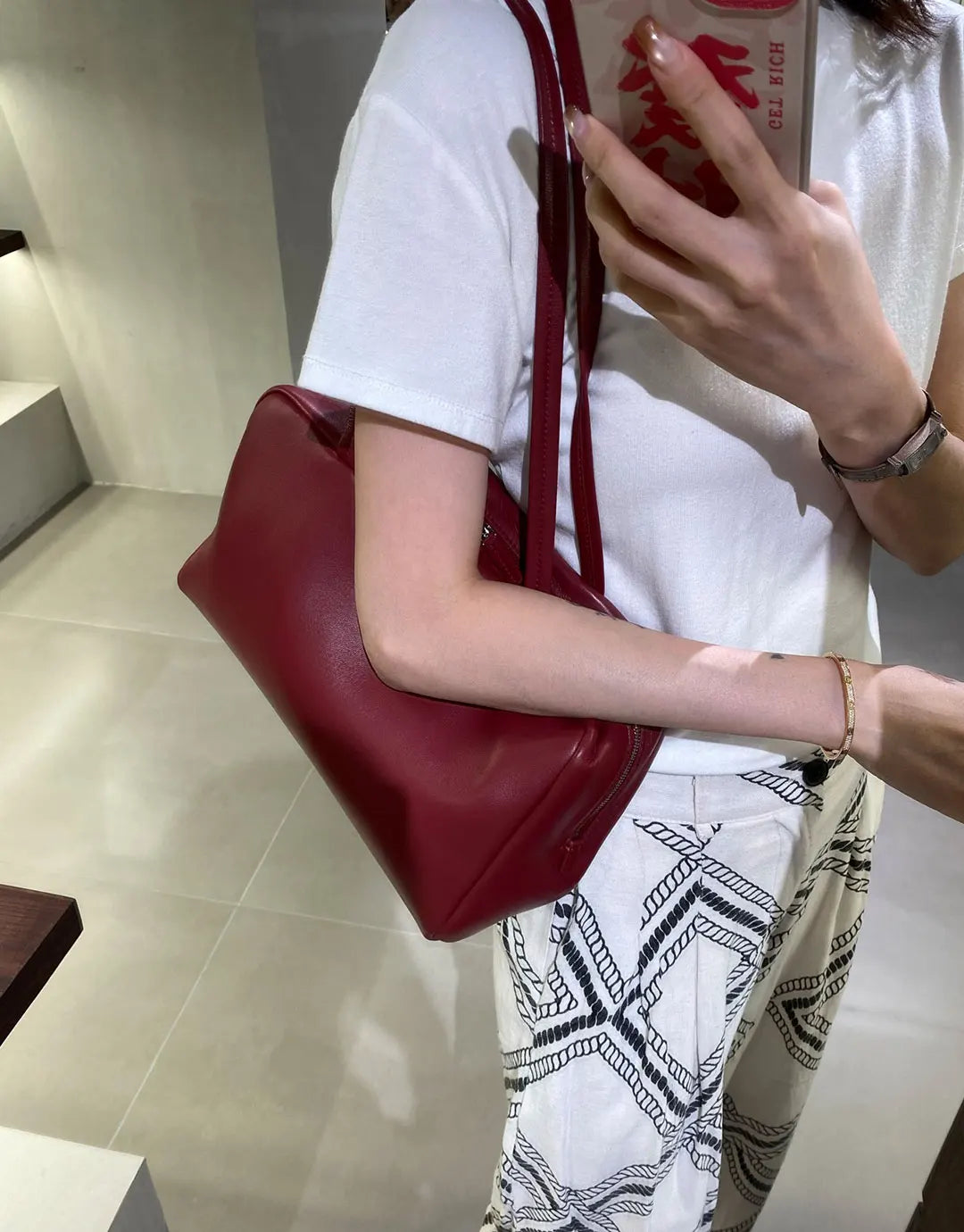 New  sheepskin bowling bag for autumn and winter 2025, high-quality long handled shoulder bag, sheepskin handbag