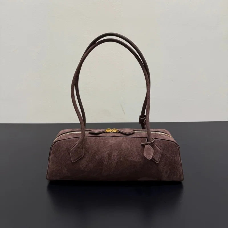 2026 high-quality genuine leather sausage bag, high-end customized high silk gloss leather handbag, women's shoulder bag