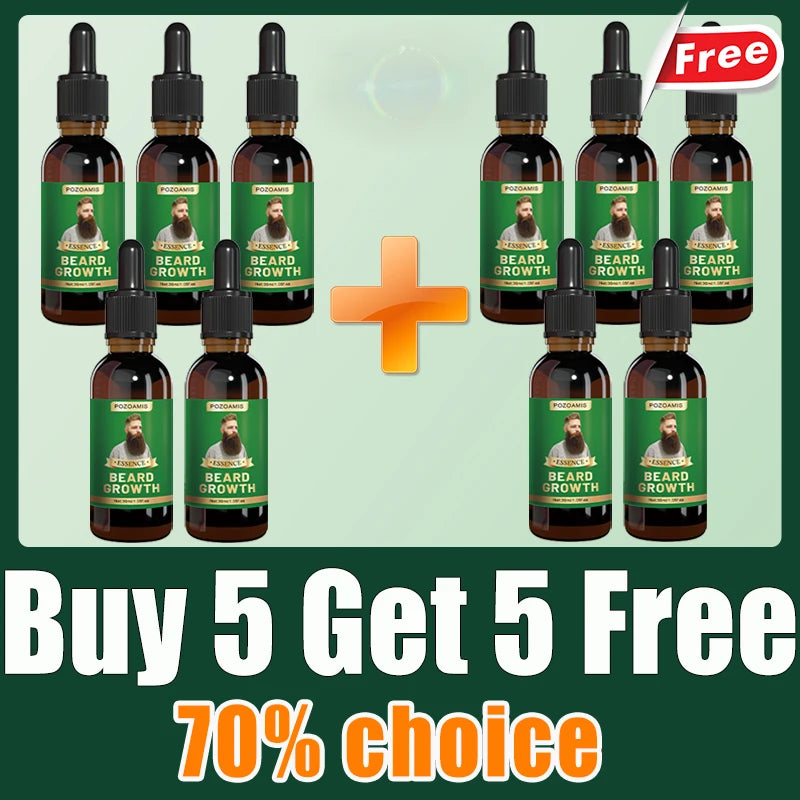 Beard Growth Essence for Thicker Facial Hair - Natural Formula Relaxation Treatment Buy 5 Get 5 Free Tidesmit