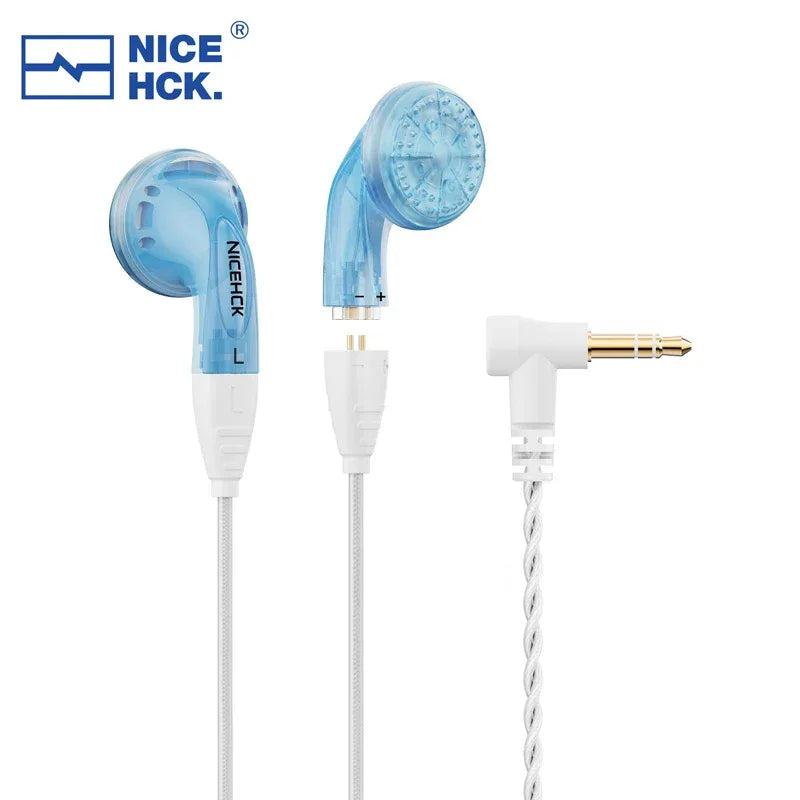 HiFi Wired Earbuds, 14.8mm Dynamic Driver, Detachable Cable - Tidesmit Blue No Mic Tidesmit