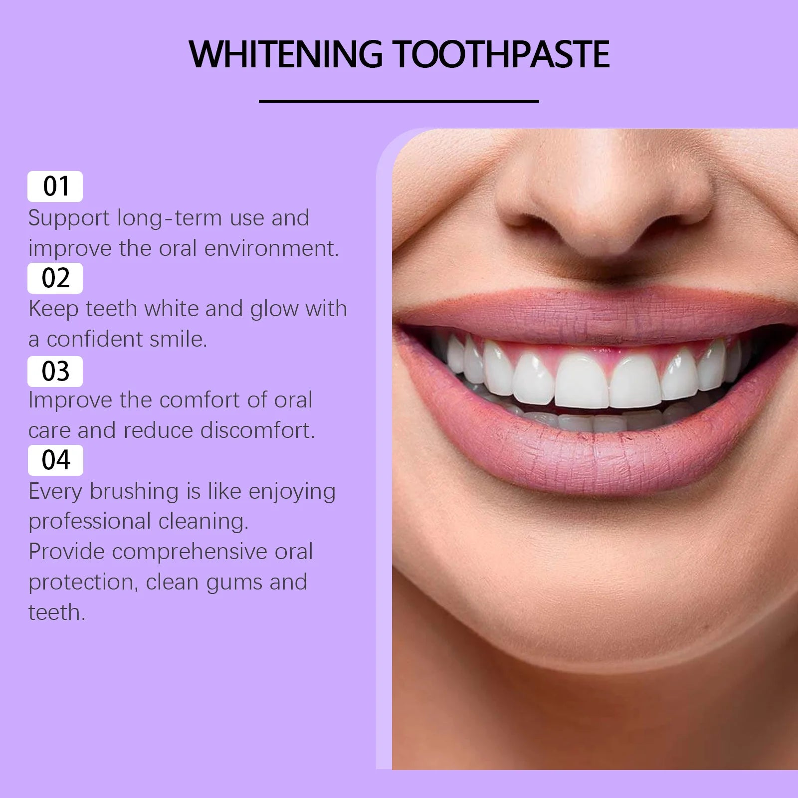 Tidesmit purple niacinamide whitening toothpaste for plaque removal, gum health, and fresh breath.