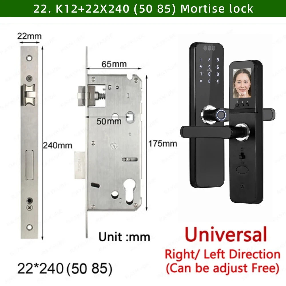CDOK K12 Tuya WiFi smart door lock, remote unlocking, with cat-eye camera and face unlocking