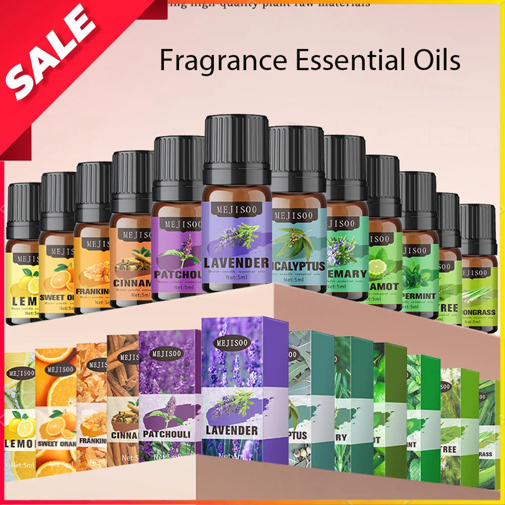 5ml Natural Essential Oils Rosemary Tea Tree Lemon Lavender Lemongrass Eucalyptus Peppermint Sweet Orange Fragrance Oil