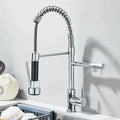Pull Down Kitchen Sink Faucet Hot Cold Water Mixer Crane Tap with Dual Spout 360 Rotation Deck Mounted