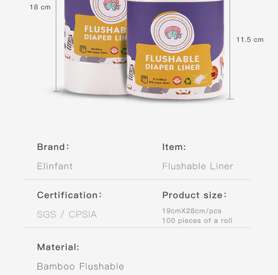 Elinfant 1 roll disposable bamboo flushable baby diaper nappy liner Biodegradable bamboo liner free shipping#SMT007#